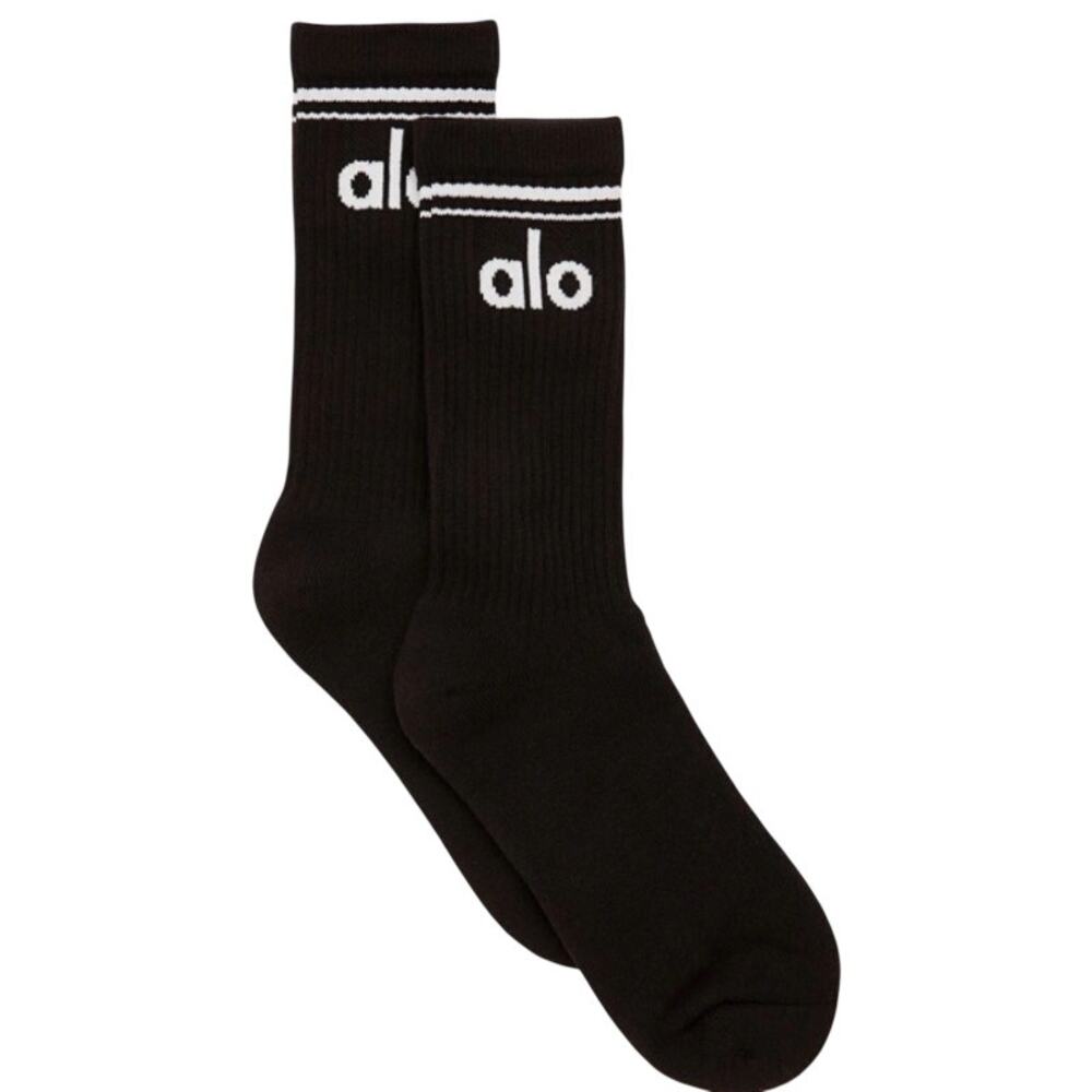 Alo Unisex Throwback Sock, Black & White, Medium, NWT